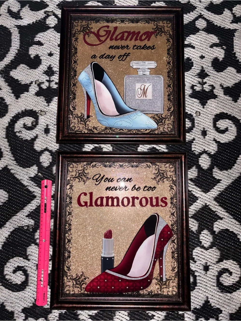 Glamorous Wall Art Pair — Blue & Red High Heel 3D picture frames